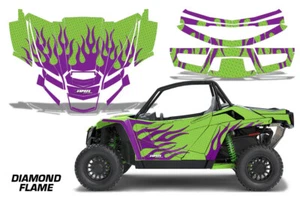 UTV Graphics Kit Decal Sticker For Textron Wildcat XX 2018 & Up DFLAMES PUR GRN - Picture 1 of 2