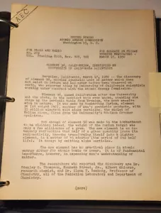 ORIGINAL US ATOMIC ENERGY COMMISSION PRESS RELEASES X25 NUCLEAR REACTORS 1948-52 - Picture 1 of 13