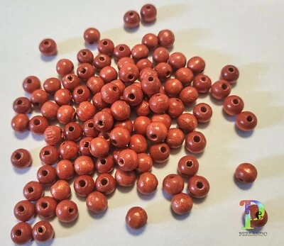 100 alte Holzperlen Kugeln orange 5 mm aus Neu Gablonz (183/1) - Bild 1 von 4