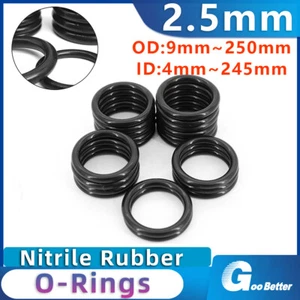 9mm-250mm OD Metric Nitrile Rubber O Ring 2.5mm Cross Section O-Rings Oil Seals - Picture 1 of 15