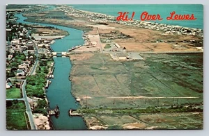 Grüße aus Lewes Delaware alte Postkarte unbesendet Luftaufnahme - Bild 1 von 2
