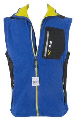 NUEVO Chaleco polar Ralph Lauren RLX!  Detalle azul amarillo y negro grande RLX en la parte delantera Foto 1 de 3
