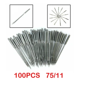 100Pcs FLAT SHANK HOME UNIVERSAL SEWING MACHINE NEEDLE 11/75 Fit for Singer - Picture 1 of 10