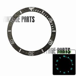 Negro 38mm Completo Luminoso Fibra de Carbono Sub Bisel Inserto apto para Reloj RLX skx 007 - Imagen 1 de 2