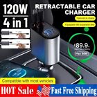 Retractable Car Charger 4 in 1 Fast Car Phone Charger 120W with USB Type C Cable