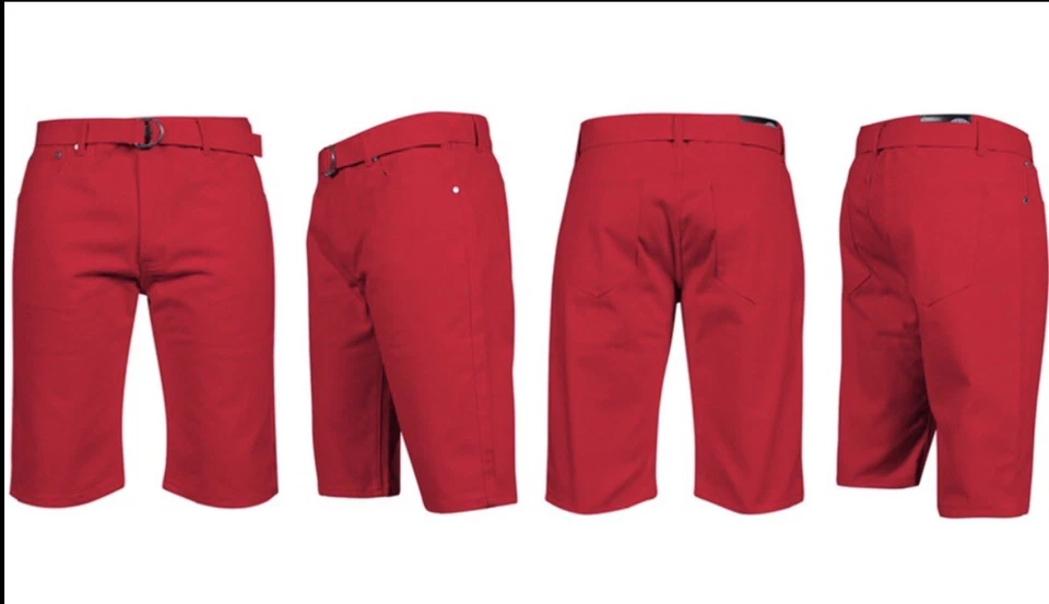 1738 Dynasty Mens Size 36 Red Denim Stretch Shorts New - Image 1 of 1