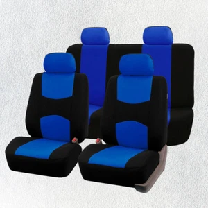 Breathable Fabric Full Set Car Seat Blue Front Rear Seat Protector Mat Polyester - Bild 1 von 5