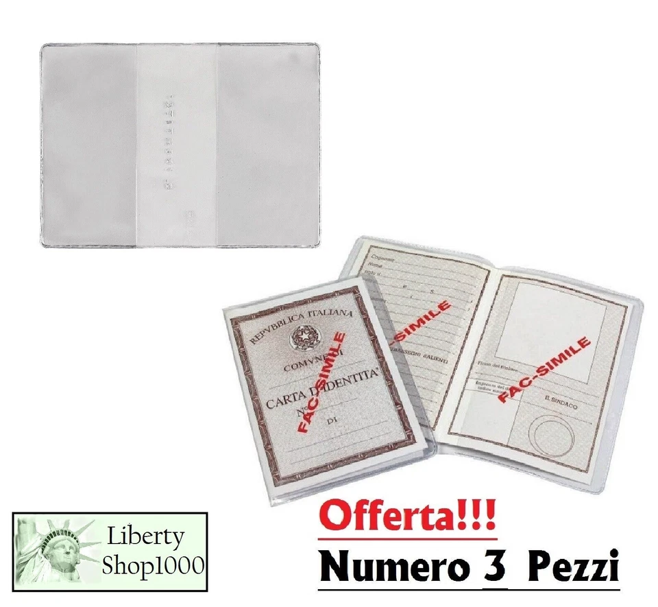 3 Custodia per Carta d'identità trasparente originale Favorit Made in Italy! - Immagine 1 di 1
