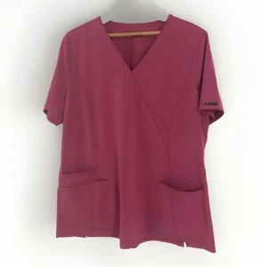 WonderWink Origins Womens Scrub V-Neck Top Rose Pink Front Pockets - Picture 1 of 4