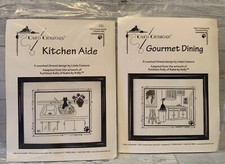 2 CALICO CROSSROADS KATS BY KELLY CROSS STITCH Kits NEW Kitchen Aide/Gourmet Din