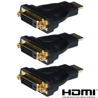 3x HDMI Male to DVI-D Female Digital Video Adapter DVI-D Single Link Converter - Image 1 of 4