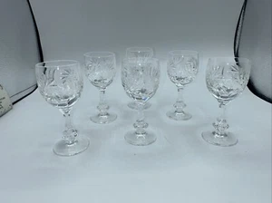 6 Zawiercie Pinwheel Star Cut Crystal Design Desert Glasses - Picture 1 of 10