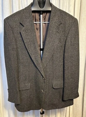 Blazer de lana a cuadros marrón negro beige Robert Stock vintage para hombre talla 40R usado Foto 1 de 4