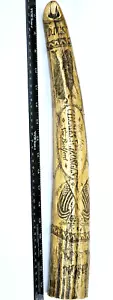 Scrimshaw Walrus Tusk RESIN REPLICA The Ship CHARLES W MORGAN NEW BEDFORD 18 1/2 - Picture 1 of 11