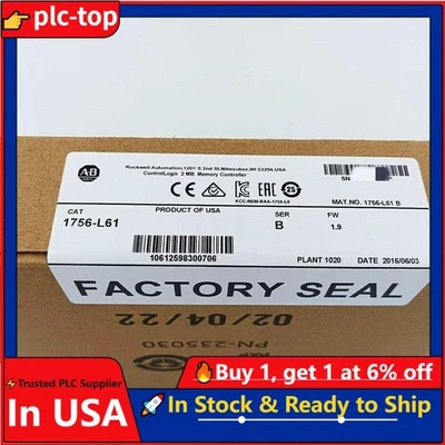 nEW IN BOX Allen-Bredley 1756-L61 SER B ControlLogix 2MB Memory Controller - Image 1 of 3
