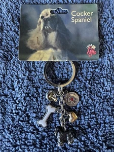 Cocker Spaniel Pewter Keychain With Charms By Little Gifts - Picture 1 of 3