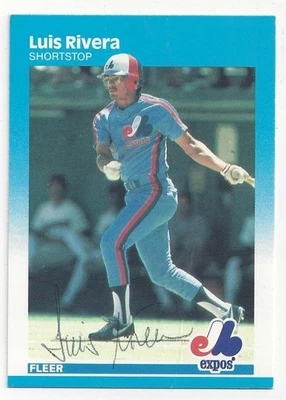 Luis Rivera Montreal Expos 1987 Fleer #330 Signed Card - Image 1 of 2