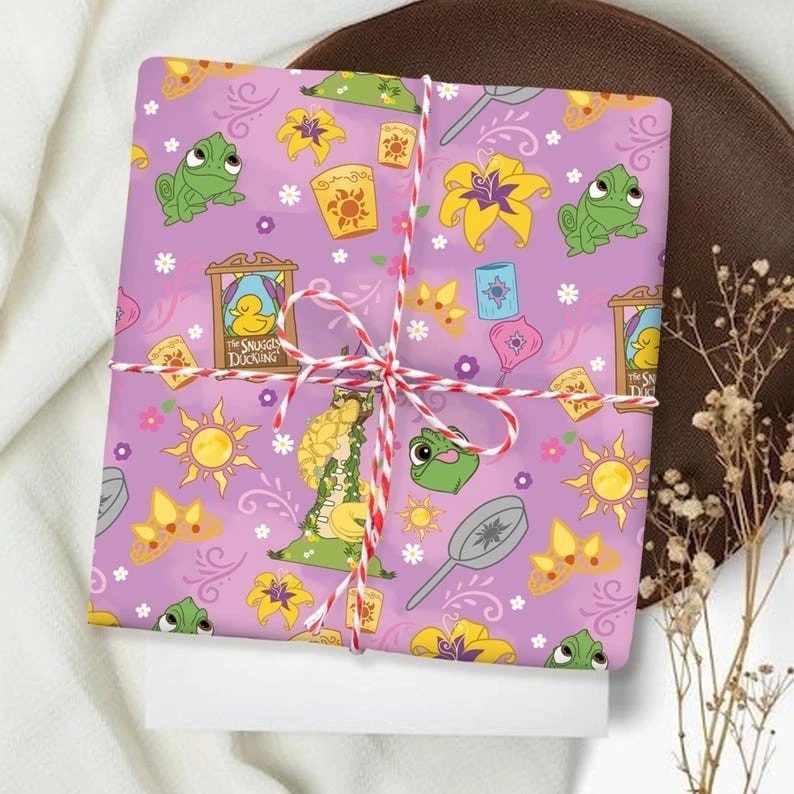 Rapunzel Lanterns Wrapping Paper, Tangled Inspired Princess & Pascal Gift Wrap - Image 1 of 4