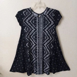 Derek Heart Dress Women Size M Black Floral Pattern Short Sleeve Stretch 5522 - Bild 1 von 9
