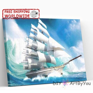 Boat Sail Paint By Numbers Canvas Art Draw Artist Painting Oil Kit Home Decor - Picture 1 of 9