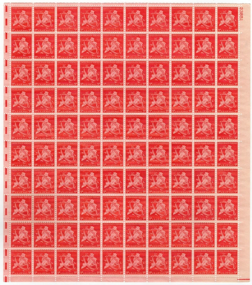 Scott #c38 Map of 5 Buroughs Airmail Sheet of 100 Stamps - MNH P#23851 UR - Image 1 of 1