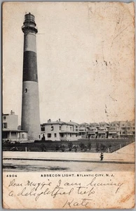 Postcard Atlantic City New Jersey c1907 Absecon Lighthouse to Vittoria Ontario - Picture 1 of 2