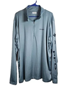 Men's 2XL Columbia PFG Light Green Omni Shade 1/4 Zip Pullover Fishing EUC - Picture 1 of 7