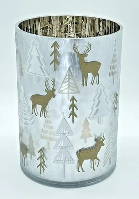 Yankee Candle праздничная зимняя золотая большая мерцающая банка подсвечник с отражателем - Изображение 1 из 4