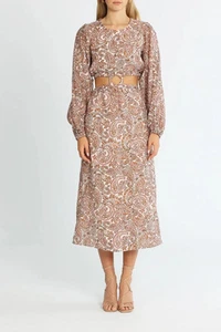 MINK PINK Jedda Cut Out Midi Dress High Tea Brunch Size 6 AU - Picture 1 of 3