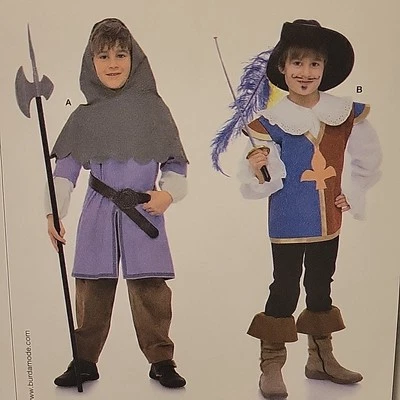 UNCUT Medieval Musketeer Knave Child Costume Kids Size 4-10 Burda 9659 Cosplay - Image 1 of 4