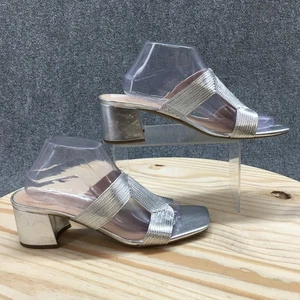 Bandolino Sandals Womens 11 M Merily Casual Slip On Slide Silver Faux Leather - Picture 1 of 19