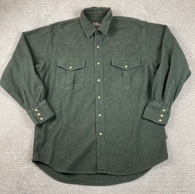 Vintage Moose Creek Shirt Mens Large Green Pearl Snap Heavyweight Chamois Cowboy - Image 1 of 4