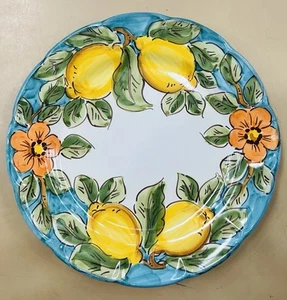 Vietri Pottery- Sorrento Lemon Pattern 10 Inch Plate Made/Painted by hand-Italy - Picture 1 of 4