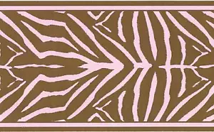 Pink & Brown Zebra Skin Peel & Stick Wallpaper Border QA4W0507 - Picture 1 of 1
