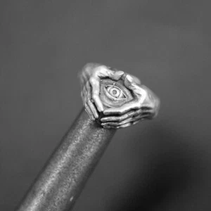 illuminati ring Auge Ring Sterling Silber beschichtet Unisex Silber Ring R373 - Picture 1 of 12