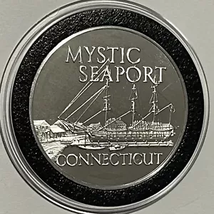 1971 Mystic Seaport Connecticut Vintage RARE Proof Coin Sterling Silver Round - Picture 1 of 16