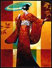 Femme kimono - tableau à faire soi-même motifs point de croix comptés aiguille broderie   