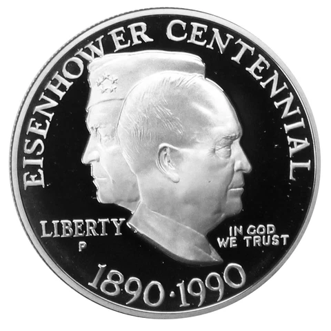 1990 Eisenhower Proof Commemorative 90% Silver Dollar US Coin Cover