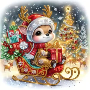 Christmas Reindeer 5D Diamond Painting Kit Special Shape Adults Rhinestones Art - Picture 1 of 6