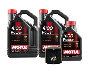 11L Motul 4100 POWER 15W50 Wix Filter Motor Oil Change Kit API SL - Picture 1 of 1