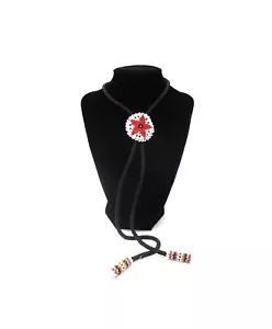 VTG Handmade Red Star Seed Beaded Bolo Tie Lariat Necklace Adjustable Unisex - Picture 1 of 8