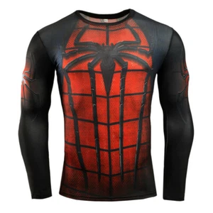 Spider-Man Red T-Shirt Long Sleeve Outfits Printing Cosplay Costume - Picture 1 of 4