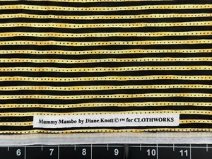 Tina SCRAP 8"x21" Stripe Lines Black Dots Orange Halloween Cotton Fabric - Picture 1 of 1