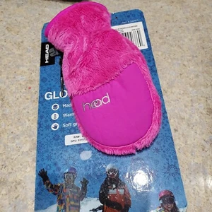 HEAD AZALEA PINK XXS KIDS 1-2 MITTENS UNISEX THERMAL-FUR FURRY FLEECE NEW - Picture 1 of 4