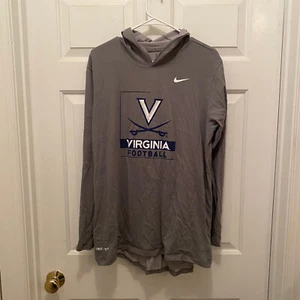 Virginia UVA Cavaliers Football Team Issued Nike Gray T-Shirt Hoodie Medium - Picture 1 of 3