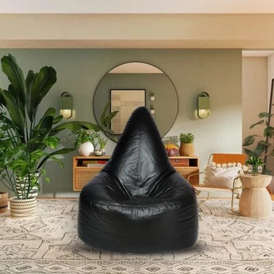 Sitzsack Stuhl Sofa Bezug mit Kunstleder ohne Bohnen Größe XXXL Schwarz - Bild 1 von 3