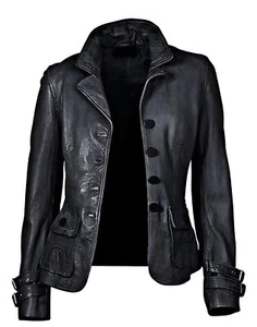 UK Women's Biker Jacket Slim Ladies Faux PU Leather Zip Formal Coat Plus Sizes - Picture 1 of 4