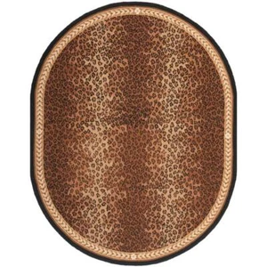 SAFAVIEH Area Rug 5'X7' Oval Animal Print Wool Medium Pile Cotton Black/Brown - Picture 1 of 9