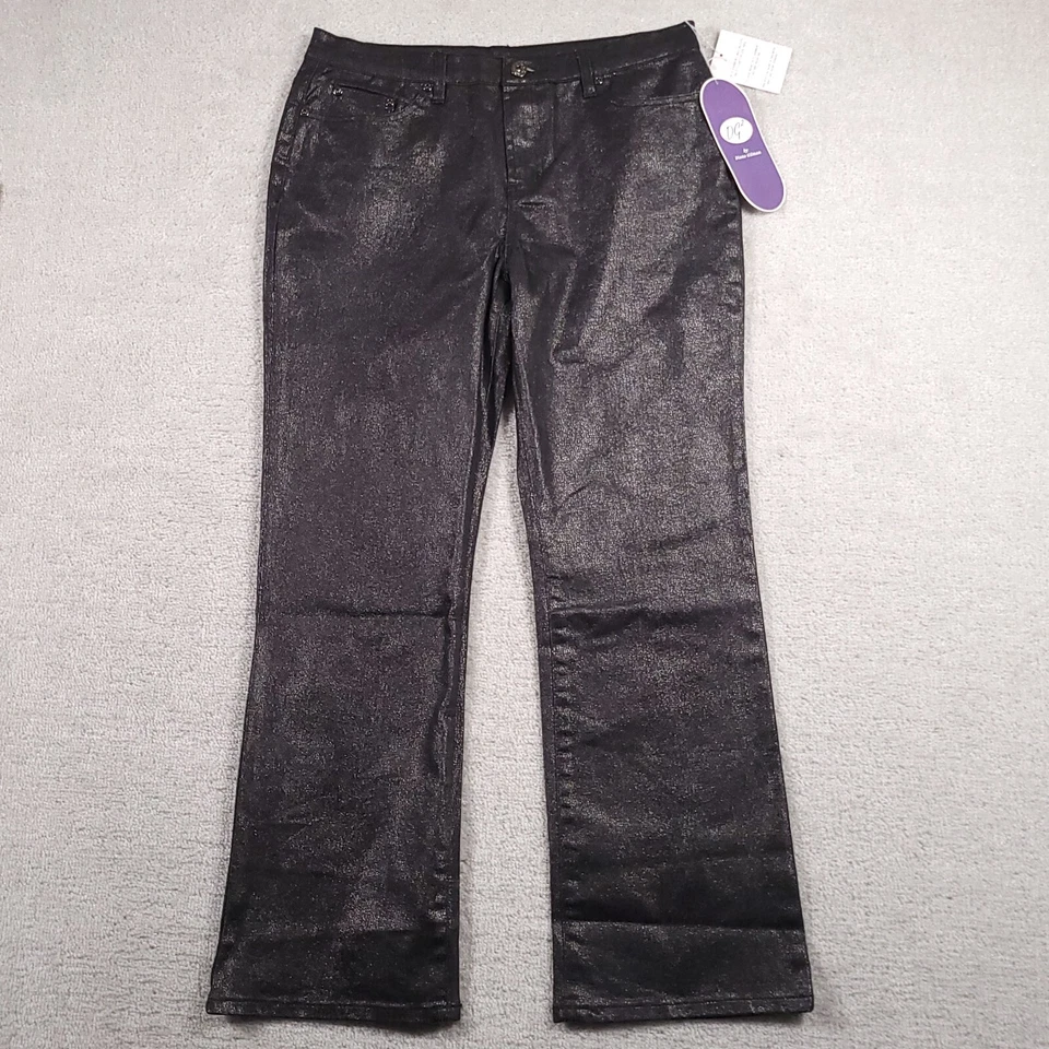 Pantalones para mujer DG2 By Diane Gilman 10P plateados brillantes estampado de serpiente corte bota elástico Foto 1 de 4