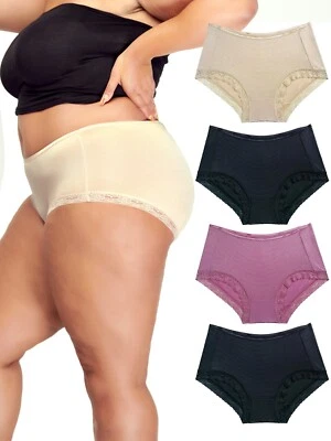 B2BODY Women's Breathable Lace Bikini Panties Small to Plus Sizes 4 Pack - Image 1 of 4